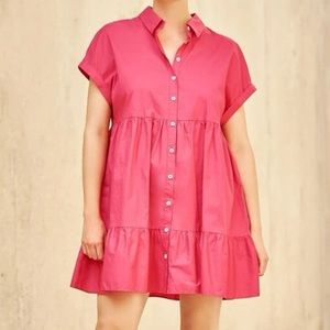 Hot Pink Dress-Shirt Dress